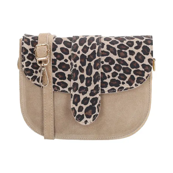 Charm London Anna Schoudertas - Crossbody - Suede - Leer - Leren Dames Tas - Leopard Taupe thumbnail