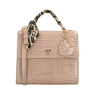 Charm London Knightsbridge Handtas - Schoudertas - Crossbody - Overslag - Lak - Croco - Dames Tas - Oudroze