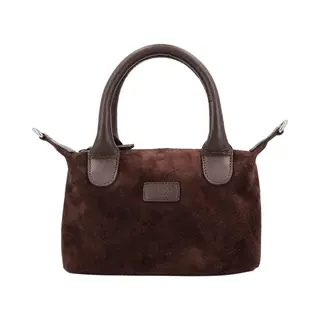 Charm London Buckingham Royale Handtas - Schoudertas - Crossbody - Suede - Leer - Leren Dames Tas - Donkerbruin