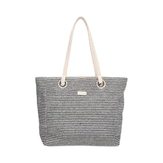 Beagles Formentera Shopper - Rotan - Riet - Praktisch - Tote Bag - Dames Tas - Zwart Wit.