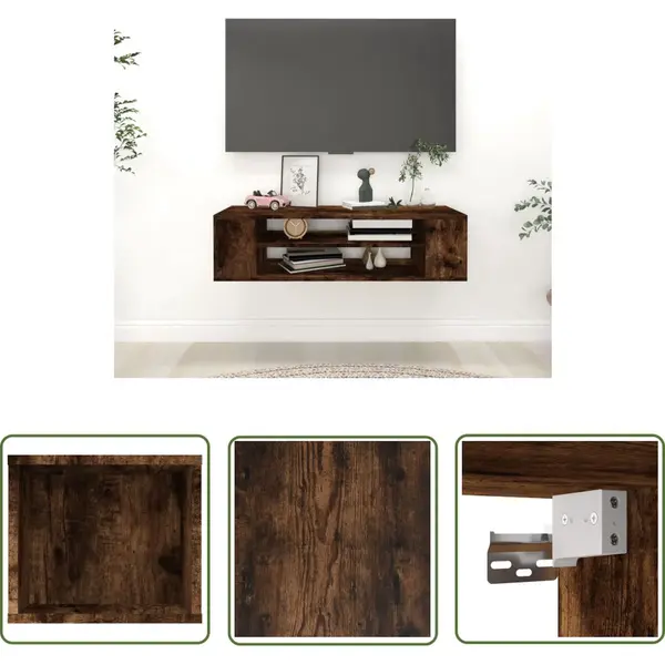 The Living Store Tv Meubel - Hangkast - Gerookt Eiken - 100 X 30 X 26.5 Cm thumbnail