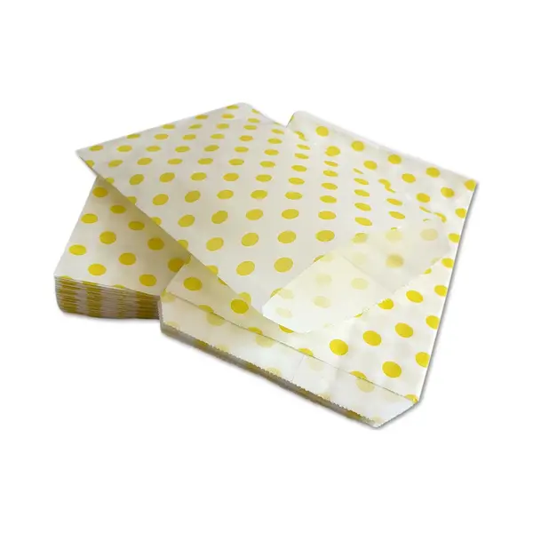 Prigta - Papieren Zakjes - 100 Stuks - 10x16 Cm - Wit Met Gele Stipjes - 40 Gr/m2 / Cadeauzakjes thumbnail