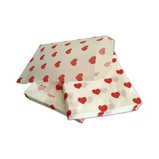 Prigta - Papieren Zakjes - 100 Stuks - 10x16 Cm - Wit Met Rode Hartjes - 40 Gr/m2 / Cadeauzakjes