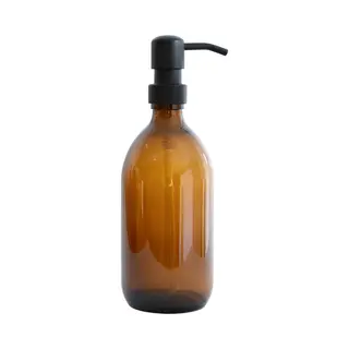 Groeikruid® Zeeppompje | Zeepdispenser | Vrijstaand En Hervulbaar | 500 Ml Amber Glas | Rvs Pompkop | Mat Zwart