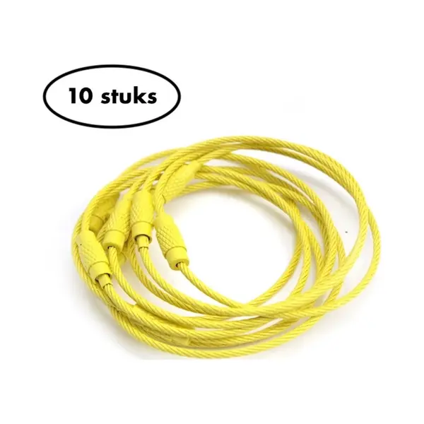 Staaldraad Sleutelring 15 Cm - Sleutelhanger - Split Ring - 15 Centimeter - 10 Stuks - Geel thumbnail