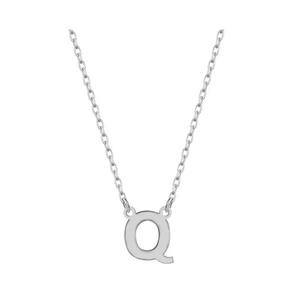 senay diamonds and gold Letterketting Q Initial Ketting Zilver (925 Sterling) Trendy Minimalistisch Combi Bedel Zilverkleurig Dames Meisje | Cadeau Voor Vrouw thumbnail