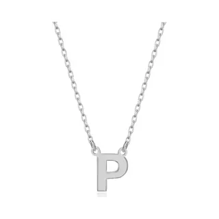senay diamonds and gold Letterketting P Initial Ketting Zilver (925 Sterling) Trendy Minimalistisch Combi Bedel Zilverkleurig Dames Meisje | Cadeau Voor Vrouw