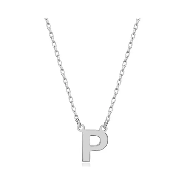senay diamonds and gold Letterketting P Initial Ketting Zilver (925 Sterling) Trendy Minimalistisch Combi Bedel Zilverkleurig Dames Meisje | Cadeau Voor Vrouw thumbnail
