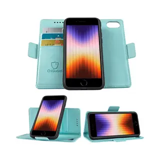 ChiGuard Geschikt Voor IPhone Se 2022 / 2020 / 8 / 7 Book Case Hoesje - Uitneembaar Hoesje - Magnetische Sluiting - Portemonnee Baby Blauw
