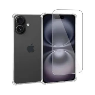 ChiGuard Geschikt Voor Apple IPhone 16 - Hoesje + Screenprotector – Gehard Glas Cover + Shock Proof Case - Transparant