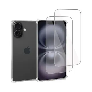 ChiGuard Geschikt Voor Apple IPhone 16 - Hoesje + 2x Screenprotector – Gehard Glas Cover + Shock Proof Case – Transparant