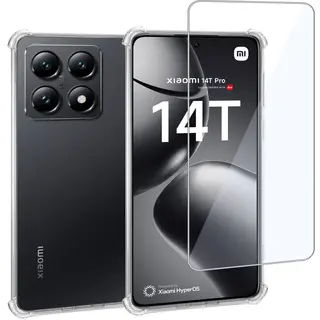 ChiGuard Geschikt Voor Xiaomi 14T - Hoesje + Screenprotector – Gehard Glas Cover + Shock Proof Case - Transparant
