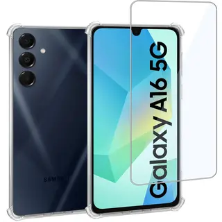 ChiGuard Geschikt Voor Samsung Galaxy A16 5G - Hoesje + Screenprotector – Gehard Glas Cover + Shock Proof Case - Transparant