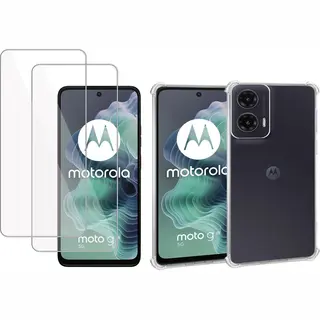 ChiGuard Geschikt Voor Motorola Moto G35 - Hoesje + 2x Screenprotector – Gehard Glas Cover + Shock Proof Case – Transparant