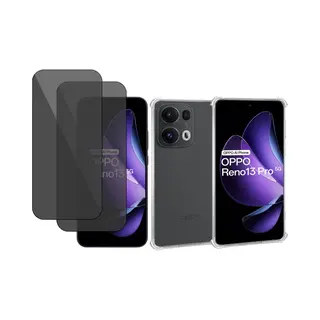 ChiGuard Hoesje & 2x Privacy Screenprotector Geschikt Voor Oppo Reno 13 Pro – Gehard Glas Cover + Shock Proof Case - Transparant