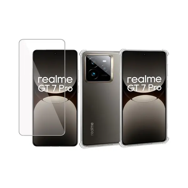 ChiGuard Hoesje & Screenprotector Geschikt Voor Realme Gt 7 Pro – Gehard Glas Cover + Shock Proof Case - Transparant thumbnail