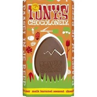 Tony's Chocolonely Melkchocolade Reep Pasen - Melk Karamel Zeezout - Chocolade Paasei In Reep - Paaschocolade - Paascadeautjes Voor Kinderen - Paas