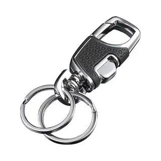 DW4Trading Sleutelhanger Met Musketonhaak - Luxe Uitstraling - Metaal En Verchroomd Koper - 2 Sleutelringen - 90x23 Mm
