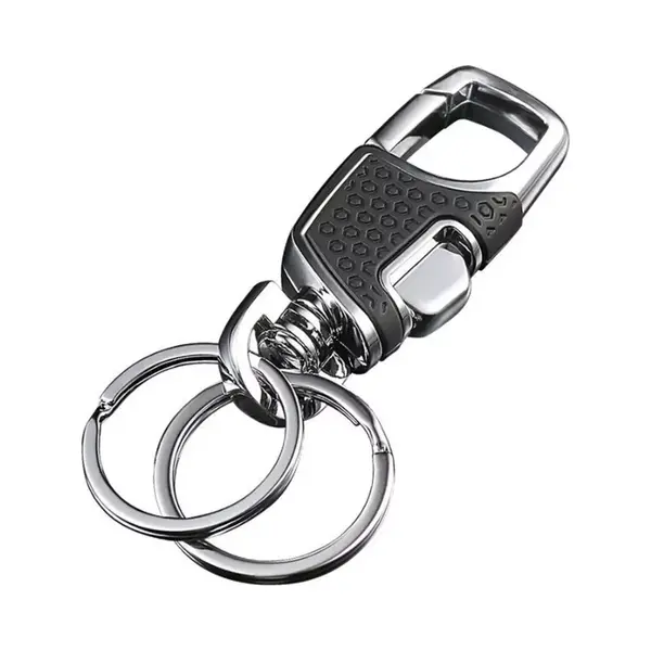 DW4Trading Sleutelhanger Met Musketonhaak - Luxe Uitstraling - Metaal En Verchroomd Koper - 2 Sleutelringen - 90x23 Mm thumbnail