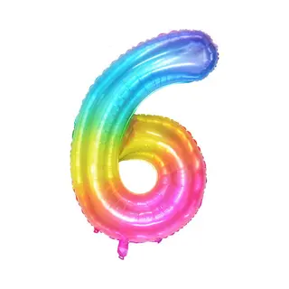 DW4Trading Regenboog Cijfer Ballon 6 - Feestversiering - Decoratie - Helium Ballon - 100 Cm