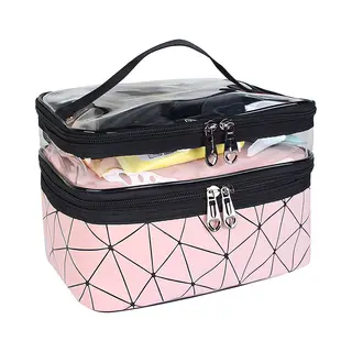 DW4Trading Beautycase Met 2 Compartimenten - Organizer - Reis Toilettas - Roze