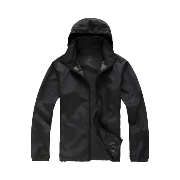 Regenjas - Windstopper Windjack - Jas Opvouwbaar - Waterafstotend - Outdoor - Beschermend Jas - Zwart - Maat L - Louzir thumbnail