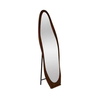 SensaHome Asymmetrische Staande Spiegel - Houten Frame - 160 X 55 Cm - Bruin