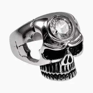 esde2 Schedel Ring Heren - Roestvrij Staal - Skull Ring - Schedelring Met Zirkonia