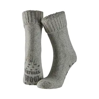 Apollo - Wollen Huissok Heren - Grijs - Maat 43/46 - Huissokken Heren - Fluffy Sokken - Slofsokken - Huissokken Anti Slip - Warme Sokken - Winter