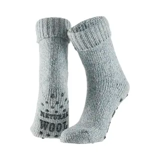 Morethansocks - Wollen Sokken Dames - Huisokken Dames - Lichtblauw - Maat 35/38 - Huissok Met Antislip - Fluffy Sokken - Slofsokken - Warme Sokken -