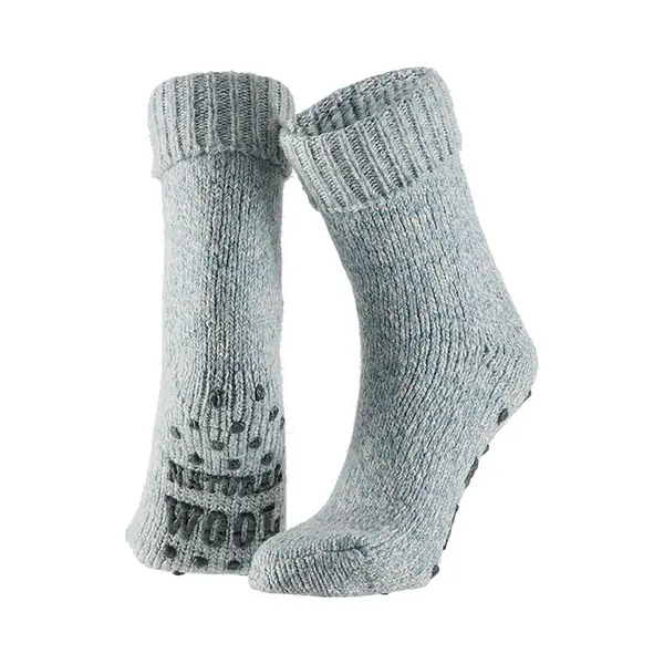 Morethansocks - Wollen Sokken Dames - Huisokken Dames - Lichtblauw - Maat 35/38 - Huissok Met Antislip - Fluffy Sokken - Slofsokken - Warme Sokken - thumbnail