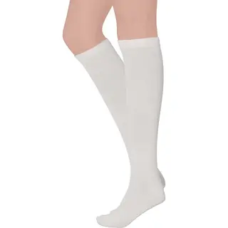 Apollo - Kniekousen Met Strepen - Wit - Maat 36/41 - Kniekousen Dames - Kniekousen Carnaval - Kniekousen - Carnaval Accessoires - Carnaval -