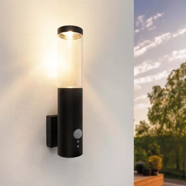 Ledvion - Led Wandlamp Met Sensor - GU10 - IP44 - Zwart thumbnail