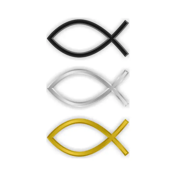 Jerma allerhandestickers Jerma - Set 3 Ichthus Vis - Symbool Stickers – Zwart Zilver & Goud – Auto & Raam thumbnail