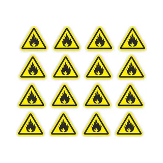 Jerma allerhandestickers Jerma - Brandgevaar - Vuur - Iso Norm - Stickers - 16 St - 5 Cm Breed - Weerbestendig - Zelfklevend