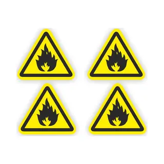 Jerma allerhandestickers Jerma - Vuur Brandgevaar - Iso Norm - Stickers - 4 St - 10 Cm Breed - Weerbestendig - Zelfklevend