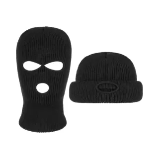 *** Bivakmuts Zacht Zwart - Warme Muts - Rekbaar - One Size - Balaclava - Motor-3 Gaats-face Mask-warm-Heble® ***