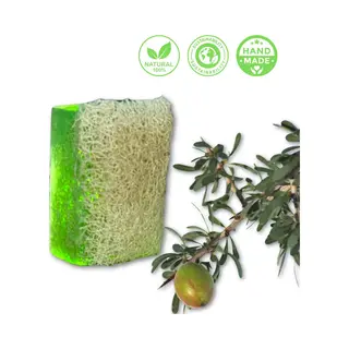 De Vitamineshop - Zeep - Natuurlijke Argan Zeep Blok Met Luffa – 100% Natuurlijke & Handgemaakte Scrubzeep - Handzeep - Douchezeep - 120 Gr