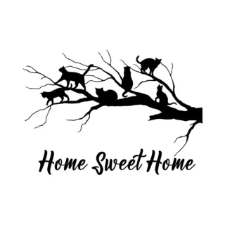 Looster-art&design Raam - Muur Sticker Katten Boom - Poezen Op Tak - Tekst Quote - Home Sweet Home - Wall Art -
