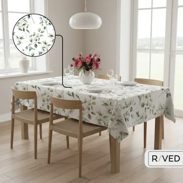 Raved Tafelzeil Katoen – 140 Cm X 200 Cm – Lente Bloemen Groen – Waterafstotend & Uitwasbaar thumbnail