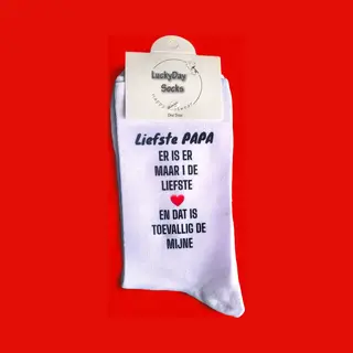 Lucky Day Socks Liefste Papa - Vaderdag Cadeau - Hou Van Je - Verjaardag - Gift - Vader Cadeau - Sokken Met Tekst - Witte Sokken - Cadeau Voor Papa - Kado - Sokken -