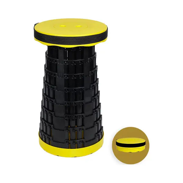 Opvouwbare Kruk Extra Strong Geel - Telescopische Kruk - 250 Kg - Inklapbare Kruk - Draagbaar - Kampeerstoel - Opstapkrukje thumbnail