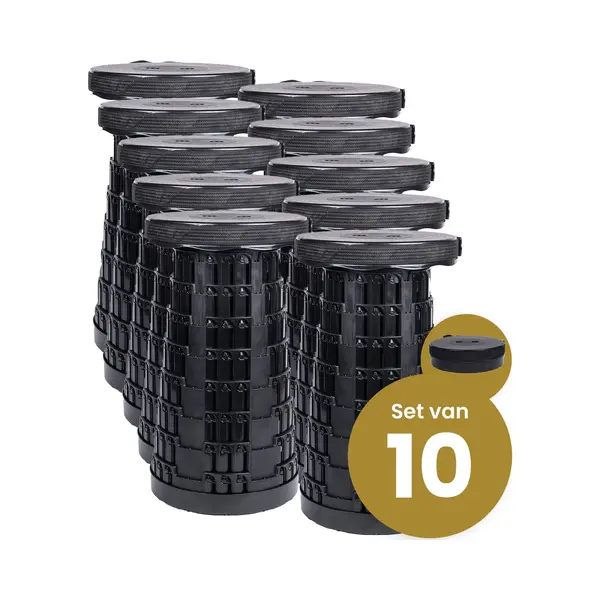 Opvouwbare Kruk Extra Strong Zwart Per 10 - Telescopische Kruk - 250 Kg - Inklapbare Kruk - Draagbaar - Kampeerstoel - Opstapkrukje thumbnail