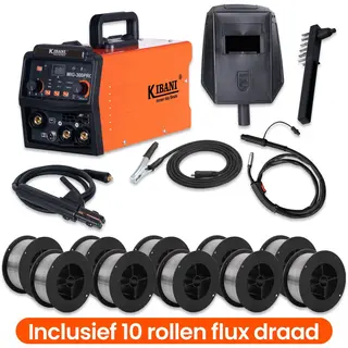 Kibani Lasapparaat Mig-300PRO - Incl. 10 Rollen Lasdraad - Igbt-Inverter-Technologie - Semi-Automatische Omvormer - Lasapparaat Elektrisch - Mig - Mma