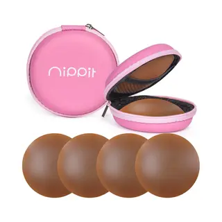 Nippit 4 Stuks Nipple Covers - Zelfklevende Tepelplakkers - Siliconen Tepelstickers - Herbruikbaar - Bruin - Bh Accessoires - Inclusief Travel Case