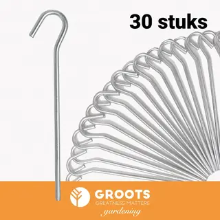 Groots Stalen Haringen Set Van 30st. - Premium Gegalvaniseerd Staal - Grondanker - Tent Haring - Grondhaken - Tent Spijker - 20cm Lang - 3cm Haak - 5mm