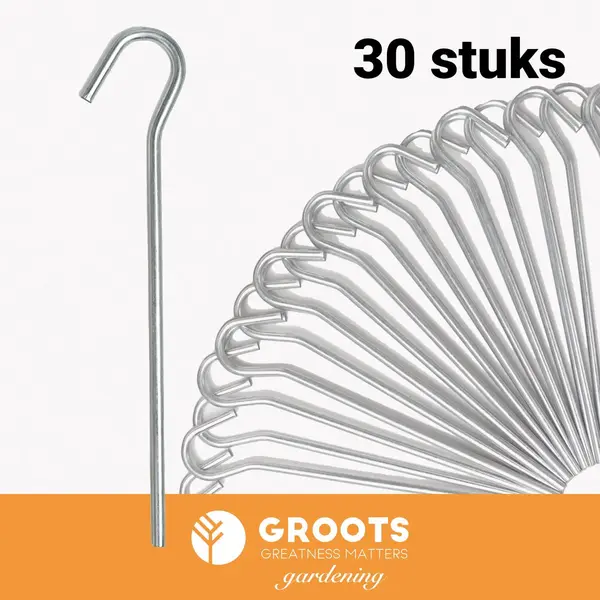Groots Stalen Haringen Set Van 30st. - Premium Gegalvaniseerd Staal - Grondanker - Tent Haring - Grondhaken - Tent Spijker - 20cm Lang - 3cm Haak - 5mm thumbnail