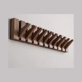 Kommo Wandkapstok - Kapstok Hangend - Walnoot Hout - 10 Haken - Piano Kapstok - Kapstokken - Handgemaakt