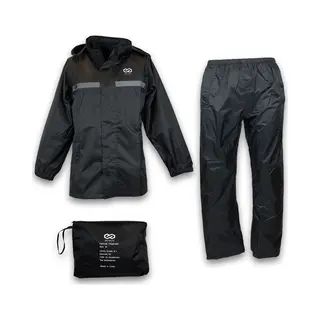 Infinity Goods Regenpak - Dames & Heren - Maat L - Waterdicht & Ademend - Reflecterend - Zwart