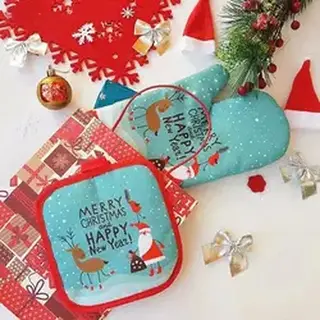 PomBoo Ovenwant Kerst - Pannenlap Kerst - Cadeau Idee - Gewatteerde Voering - 2 Delig - Thermo Coating